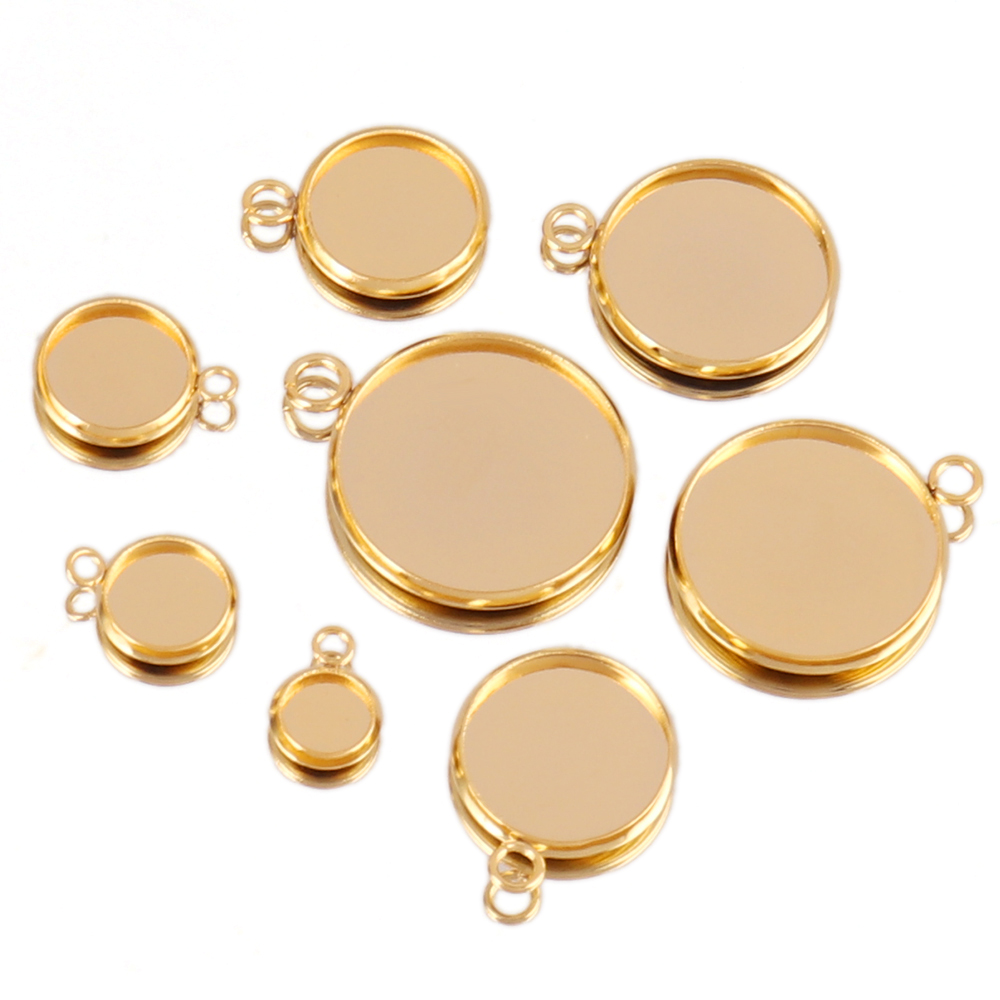 Bezels Set Pendant - 10 szt. Stal Nierdzewna Bazy Kaboszonów